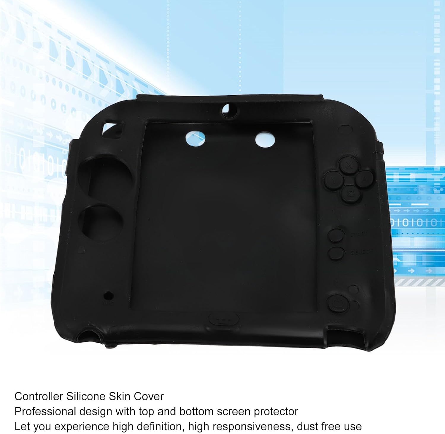 Controller Skin Case, Soft Silicone Protective Cover with Screen Protectors for 2DS Handheld Gaming System, Black image 3