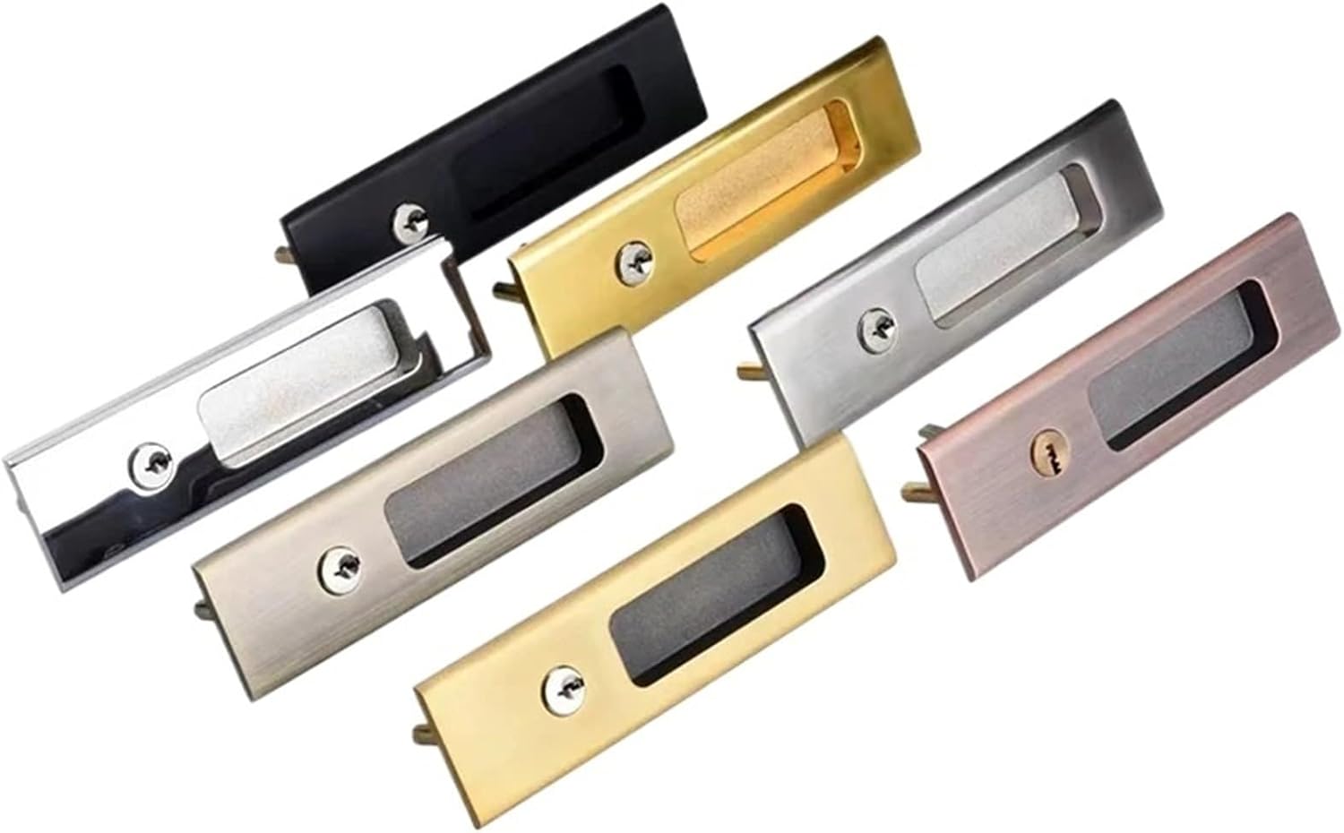 SlidingShift Door Lock Invisible Black Shift Door Handle 1Pcs(Round - Bronze)