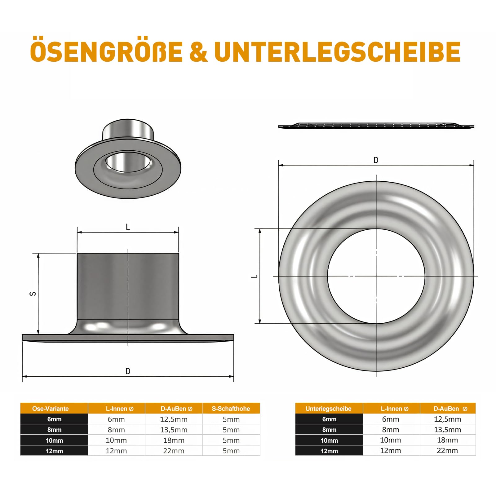 Pince à œillets professionnelle pour bâches et tissus avec 200 œillets - Kit d'œillets avec tête de perforation magnétique et insert interchangeable de 10 mm - Presse à œillets pour cuir