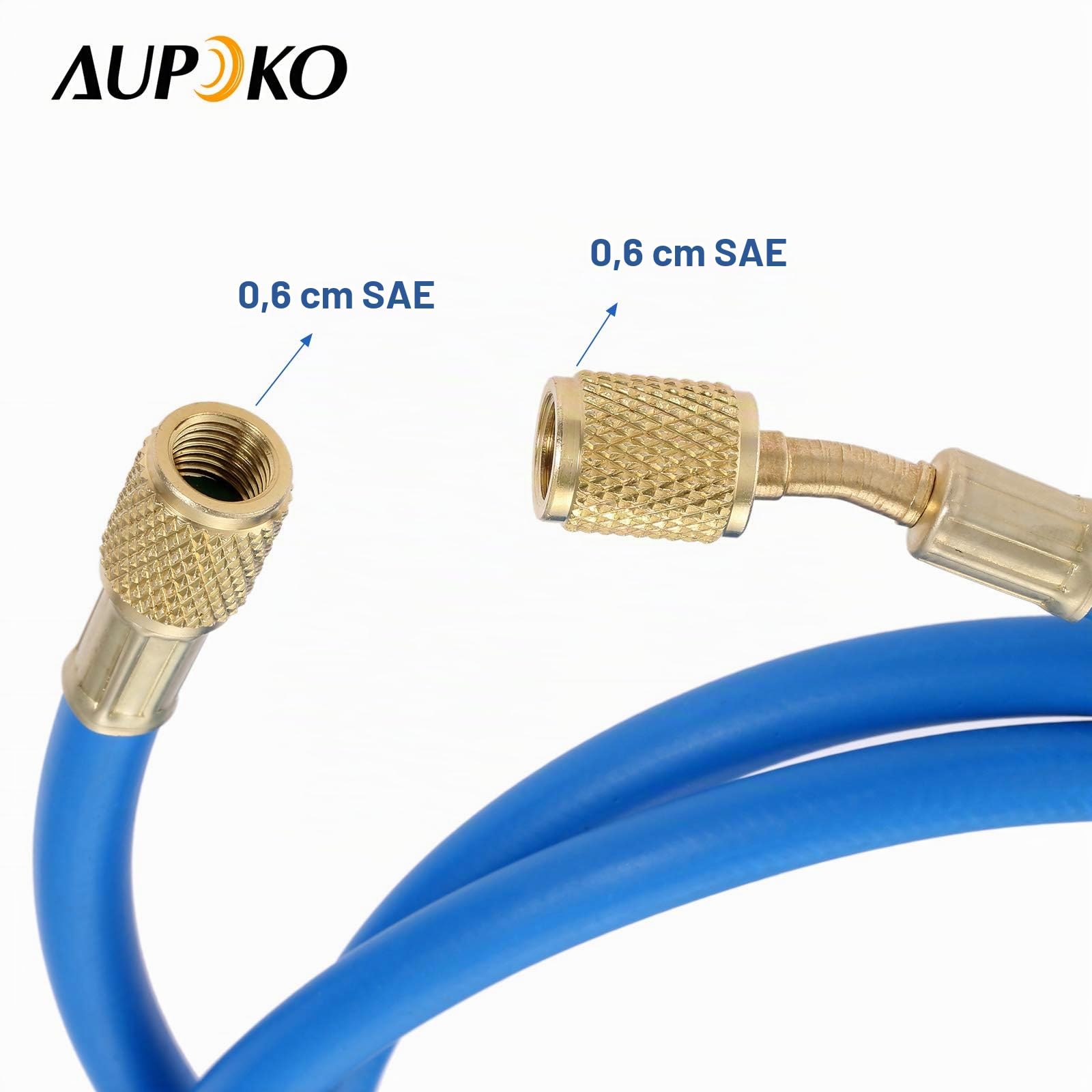Aupoko R134A Füllschlauch 1,5 m 800 PSI, R410A Kältemittel-Ladeschlauch 1/4 Zoll SAE Flare für Auto Klimaanlagensystem R410A R22 R134A R12 R502