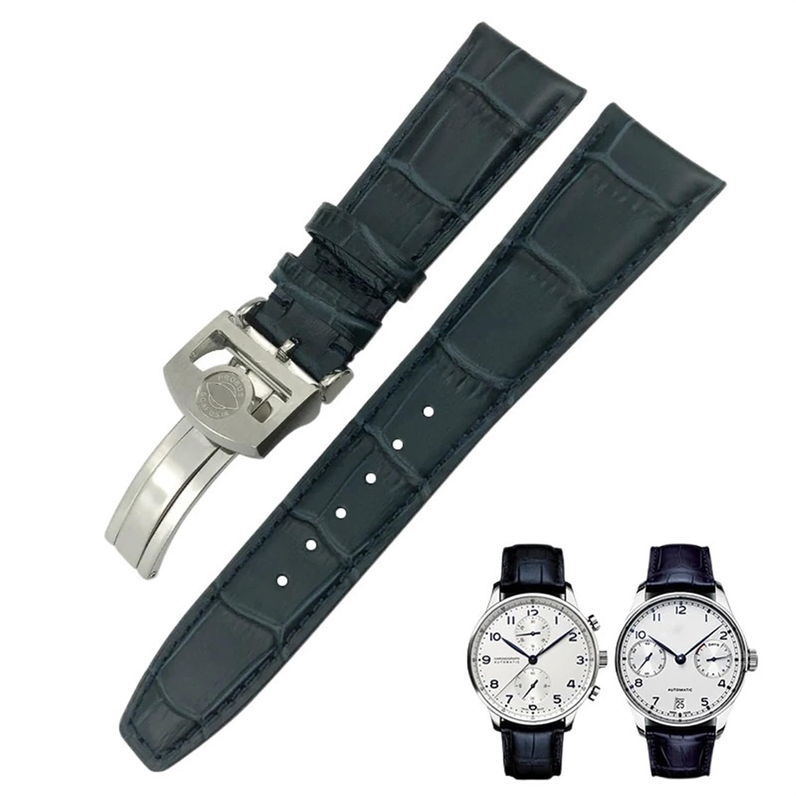 20mm 21mm 22mm estremità curva cinturino in vera pelle di mucca di ricambio per orologi IWC Portugieser PILOT fibbia pieghevole