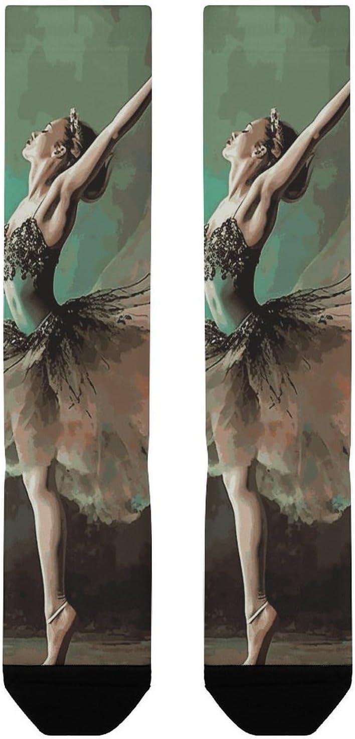 Ballerina Like Butterfly Compression Socks for Women Men Comfort Over The Calf Socks Moisture Wicking Breathable Athletic Sock