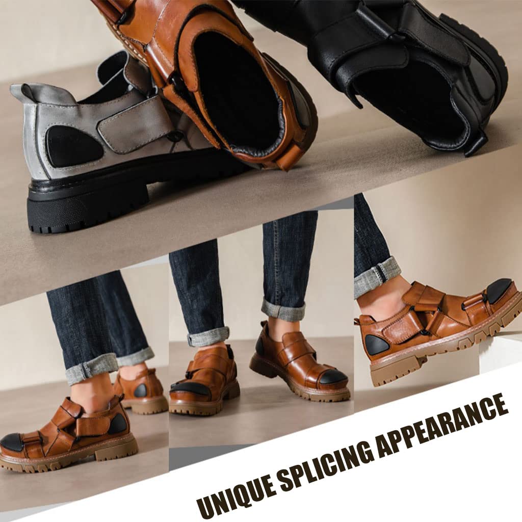 Herren Lässige Schnürschuhe, Retro Steampunk Gothic Lederschuhe Bequeme Walking Driving Shoes Bike Ankle Boots