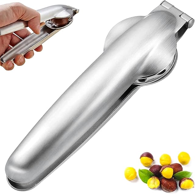 Walnut Pliers Metal Nut Sheller Portable Chestnut Cutter Nutcracker Chestnut Clip Chestnut Opener Clip Walnut Opener Multifunctional Chestnut Peeler Stainless Steel Kitchen Tools for Home Use 1 pcs