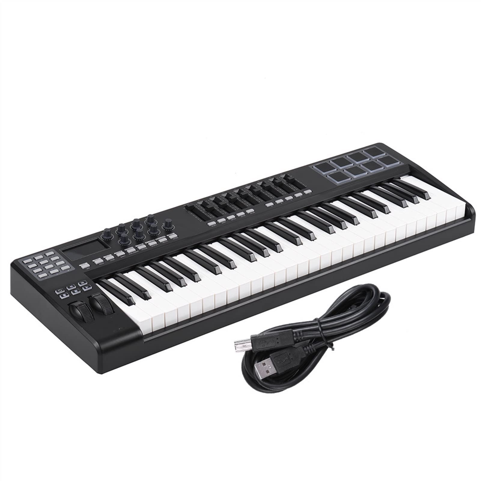 Tragbare Klavier 49 Tragbare 49-Taste USB Midi Tastatursteuerung 8. RGB Bunte Hintergrundbeleuchtete Trigger-Pads MIDI Klaviatur