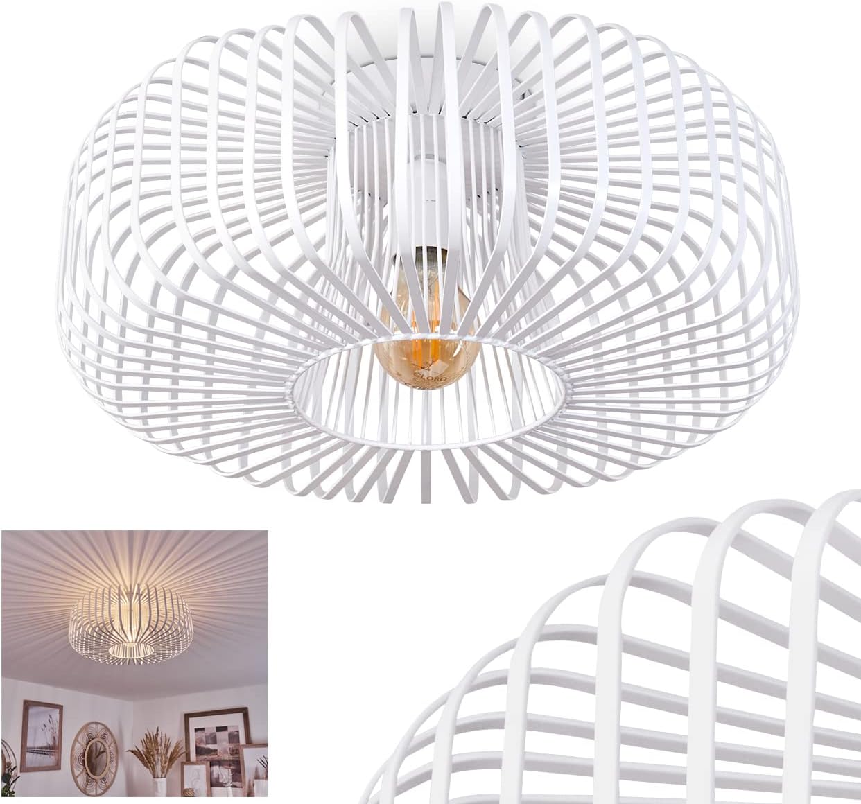 HOFSTEIN Deckenleuchte Foggia, 60 Cm, Mit 3 E27 Fassungen – Modernes Design Für Wohnzimmer, Esszimmer & Schlafzimmer Moderne Deckenlampe 60 Cm