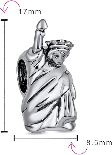 Miniatura 3 de Abalorio rojo con dije de estatua de la libertad de Nueva York para mujer, esmalte de plata de ley 925 de plata de ley 925 para pulsera europea
