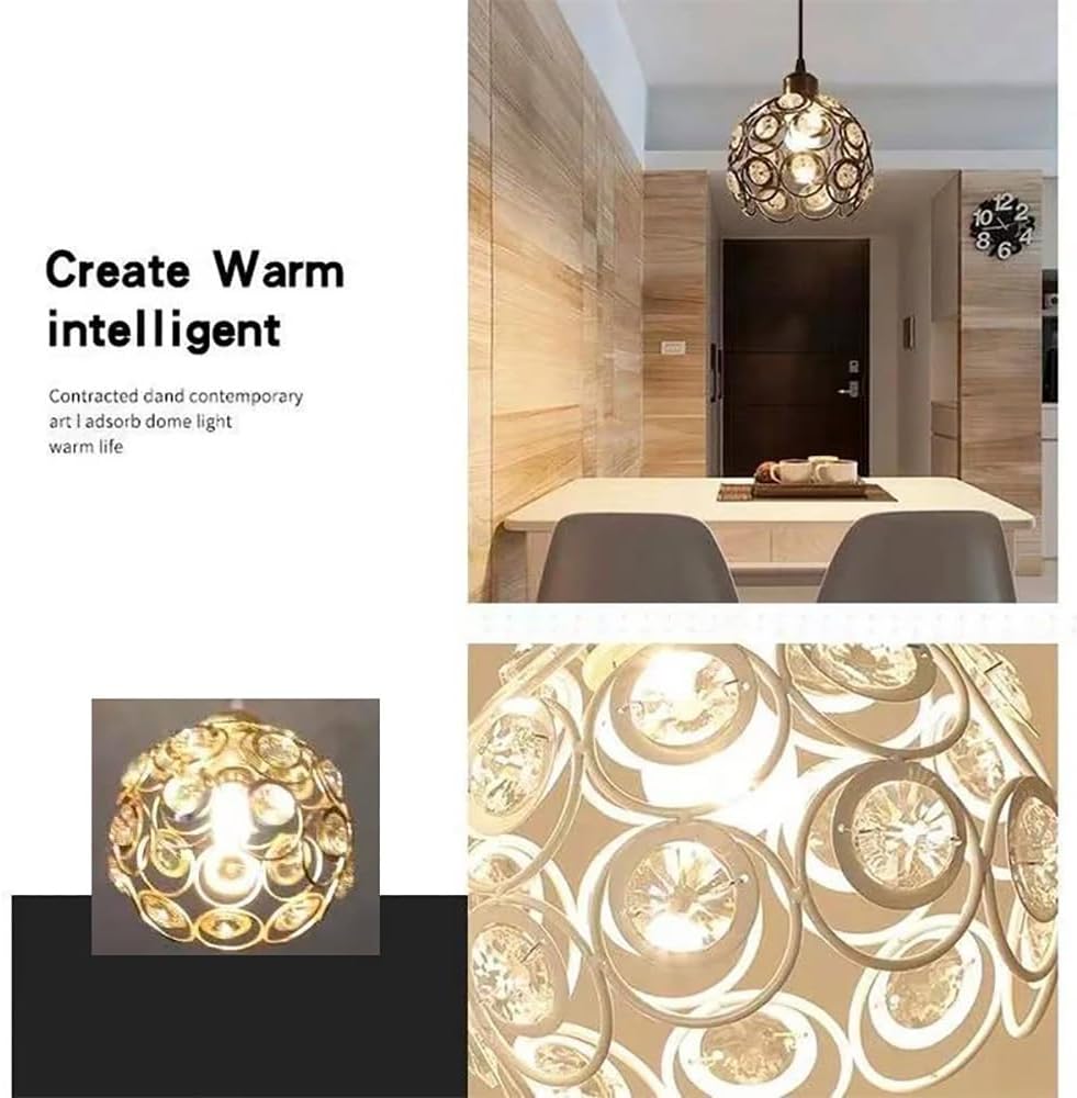 3-Lights Crystal Pendant Lights Fixtures Chandelier Lighting Modern Round Flush Mount Ceiling Light Black Length Adjustable Hanging Lamp E26 for Bedroom Kitchen Island Cafe Bar Living Room
