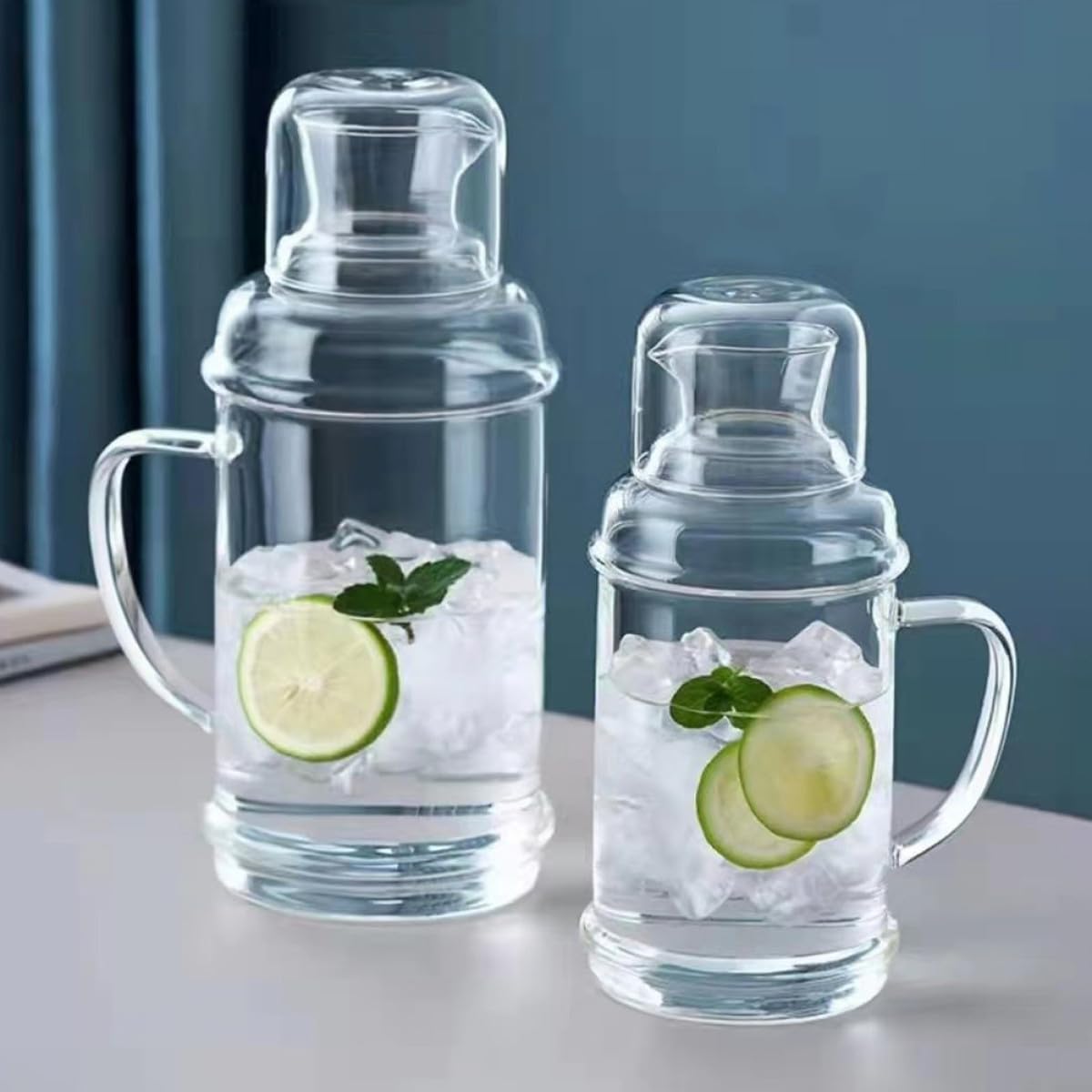 KICHOUSE Hitzebeständiger Glaswasserkrug 2000ml mit Deckel als Becher Großer Haushaltswasserkocher für Zuhause und Party Offenes Feuer Geeignet