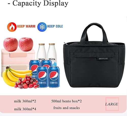 Miniatura 8 de Bolsa de almuerzo para adultos, bolsa térmica con aislamiento, bolsas de almuerzo reutilizables para mujereshombres para oficina, trabajo, picnic,