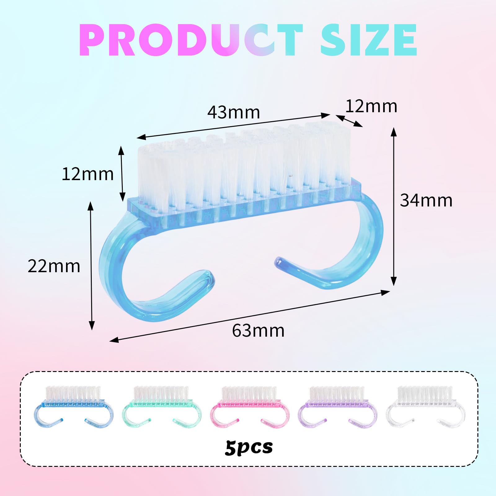 Spazzola per unghie, spazzola per il lavaggio a mano, spazzola per unghie, spazzola a mano, con manico a 48 pezzi, setole in nylon, per una pulizia fine e una texture