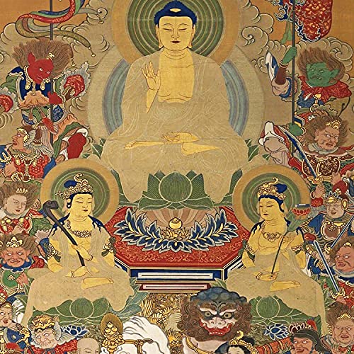Amazon.co.jp: 掛け軸 開運画掛軸- 【釈迦三尊：文殊菩薩・釈迦如来