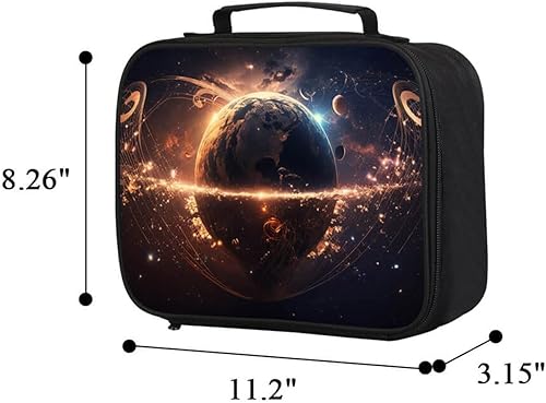 Miniatura 3 de Lonchera infantil para niños y niñas, bolsas de almuerzo con espacio, planetas y temática de galaxia para escuela primaria, capas aisladas, doble