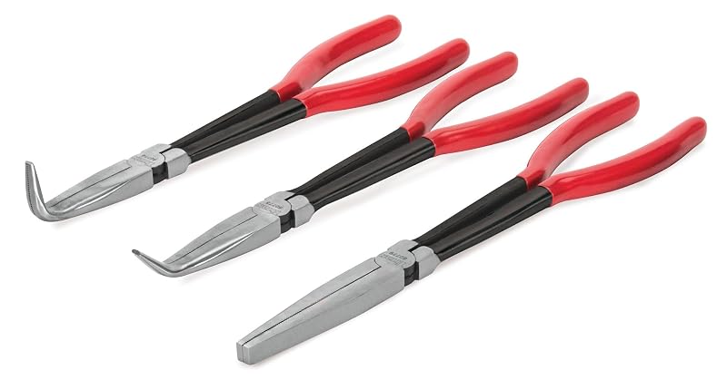 Jogo de Alicates de Bico Longo Titan 60770 com 3 Peças de 27,9 cm, Retos e Angulados