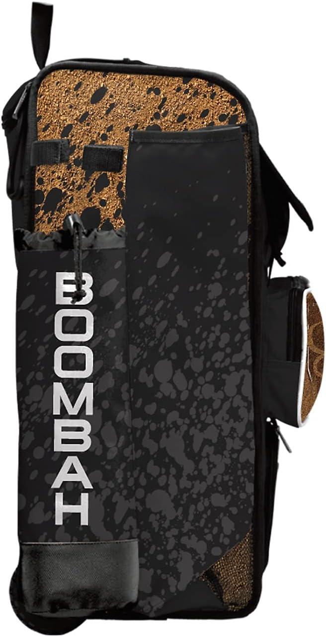 Boombah Rolling Catchers Superpack 2.0 Baseball/Softball Gear Bag - 23-1/2" x 13-1/2" x 9-1/2" - Baseball Homeplate Black/White - Telescopic Handle - Holds 4 Bats - Wheeled Version