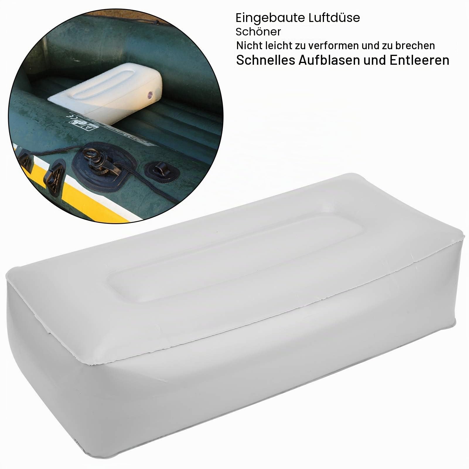 Aufblasbares Sitzkissen für Kajak Schlauchboot & Angelboot - wasserdichte Sitzunterlage mit Luftventil - Outdoor Camping Angeln Bootszubehör - Robustes PVC Material (Grau)