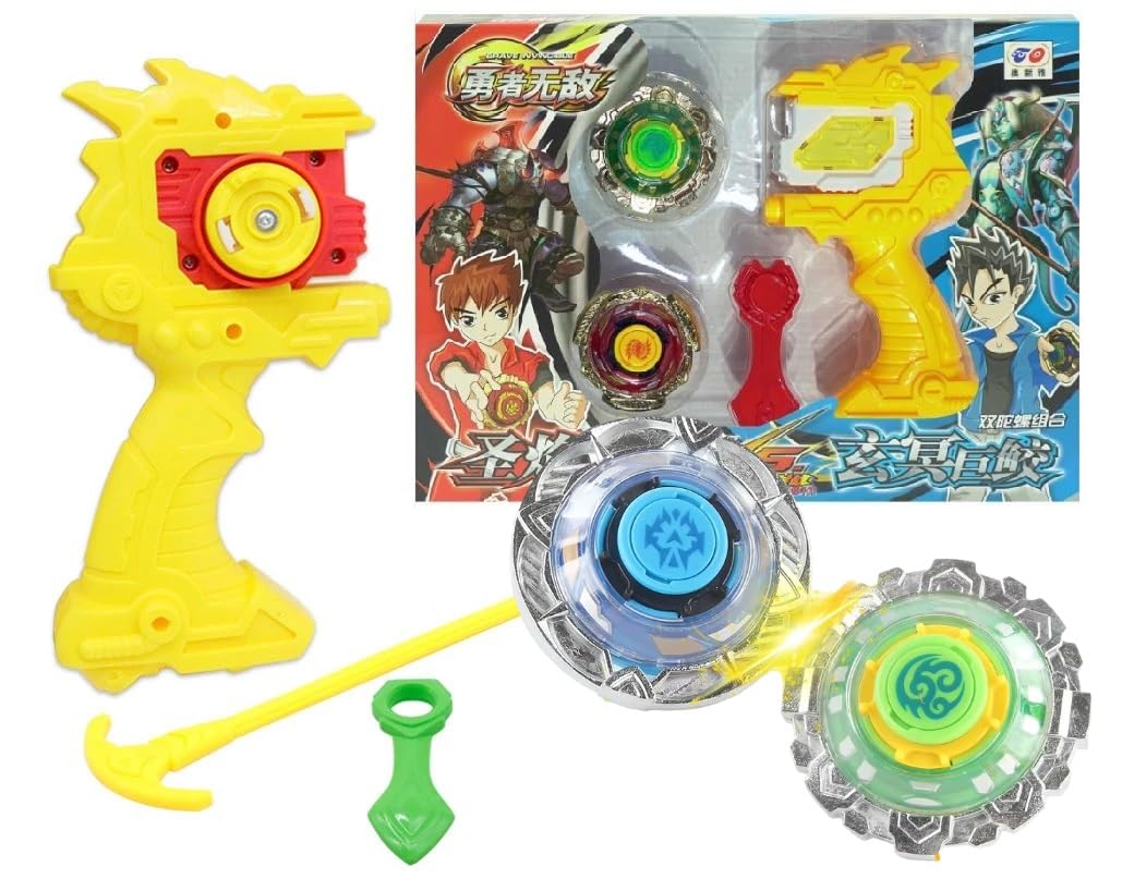 Metal Fusion for Kids,Boys,Girls Spinning Toy Plastic Compatible Special Combo Set 2 TOP and 1 Launcher with Handle(Color as per Availibility)