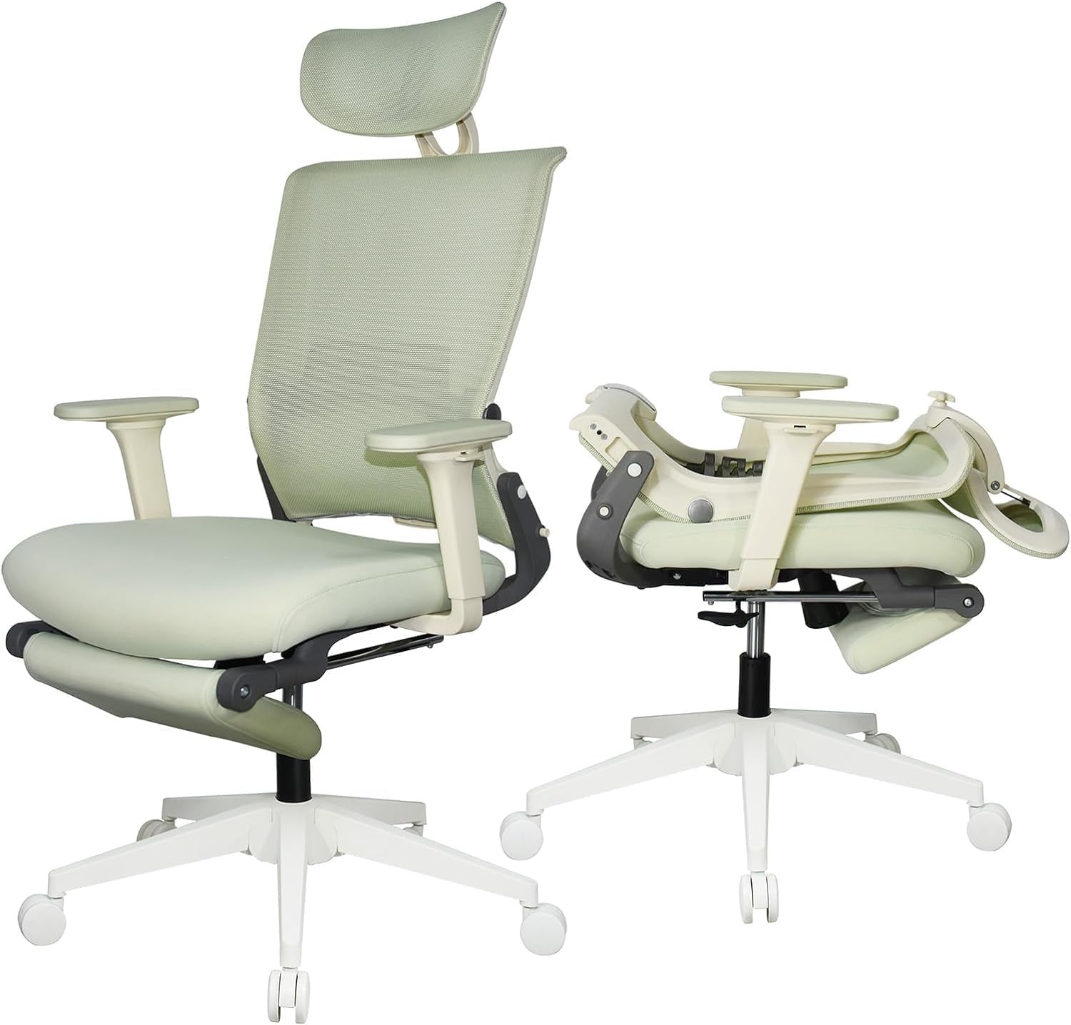 Green Ergonomic Office Chair with Folding Footrest, Brazil Ubuy