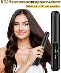 Cordless Hair Straightener and Curler 2 in 1, Portable Flat Iron for Hair, Fast Heating Flat Iron, Adjustable Temperature, Type-C Rechargeable, Mini for Travel(Grey)