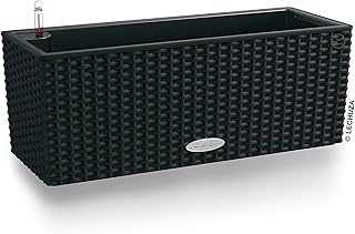 15609 Balconera Cottage 50 Self-Watering Indoor and Outdoor Use, 20" x 7" x 7", Black Planter, 50 x 19 x 19 cm