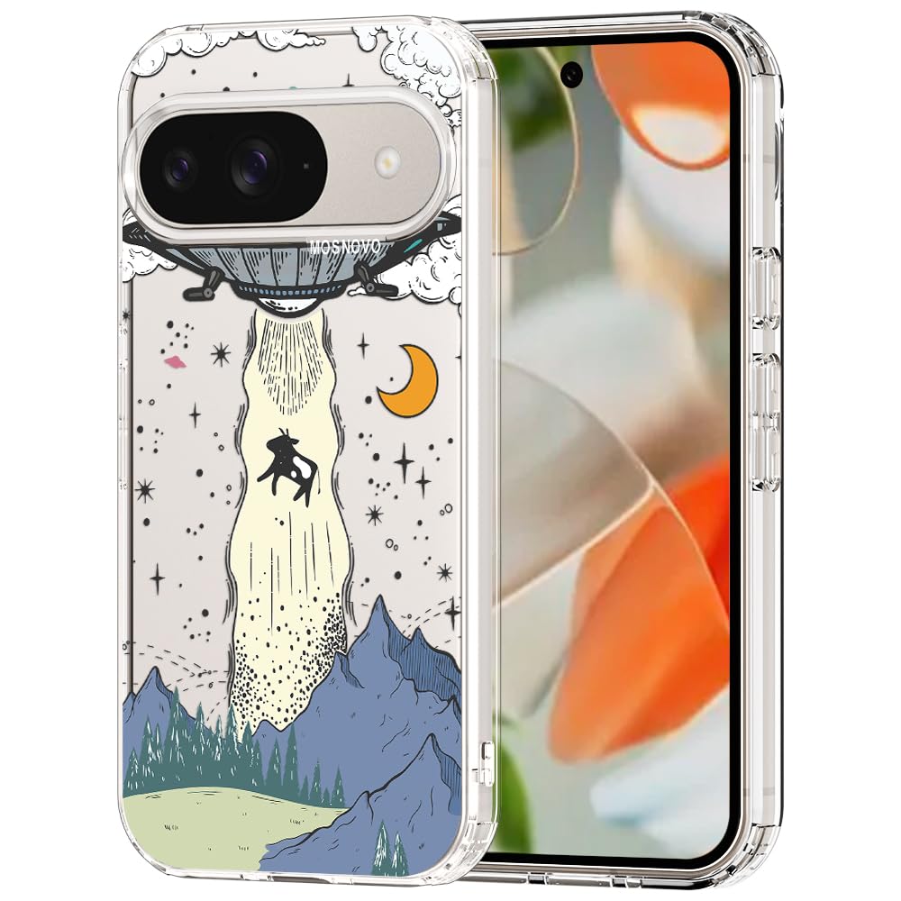 MOSNOVO Case for Google Pixel 9 & Pixel 9 Pro, [Buffertech 6.6ft Military-Grade Drop Protection] [Anti Peel Off Tech] Clear TPU Bumper Phone Case Cover Design - Great Wave — view 85