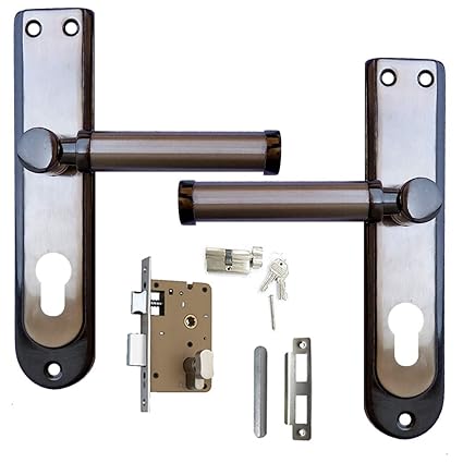 Atom Heavy Duty Mortise Door Lock with One Sided Key for Bedroom, Living Room, Main Door, Black Silver Finish | 3 Keys | Lockset for House Hotel Office(SZ01CYOSK)