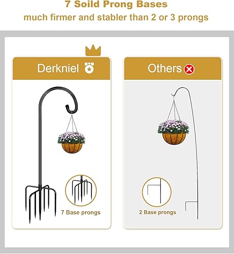 Miniatura 4 de Gancho de pastor de 75 pulgadas de alto de metal resistente para colgar en el jardín para comedero de pájaros, cestas de plantas, color negro