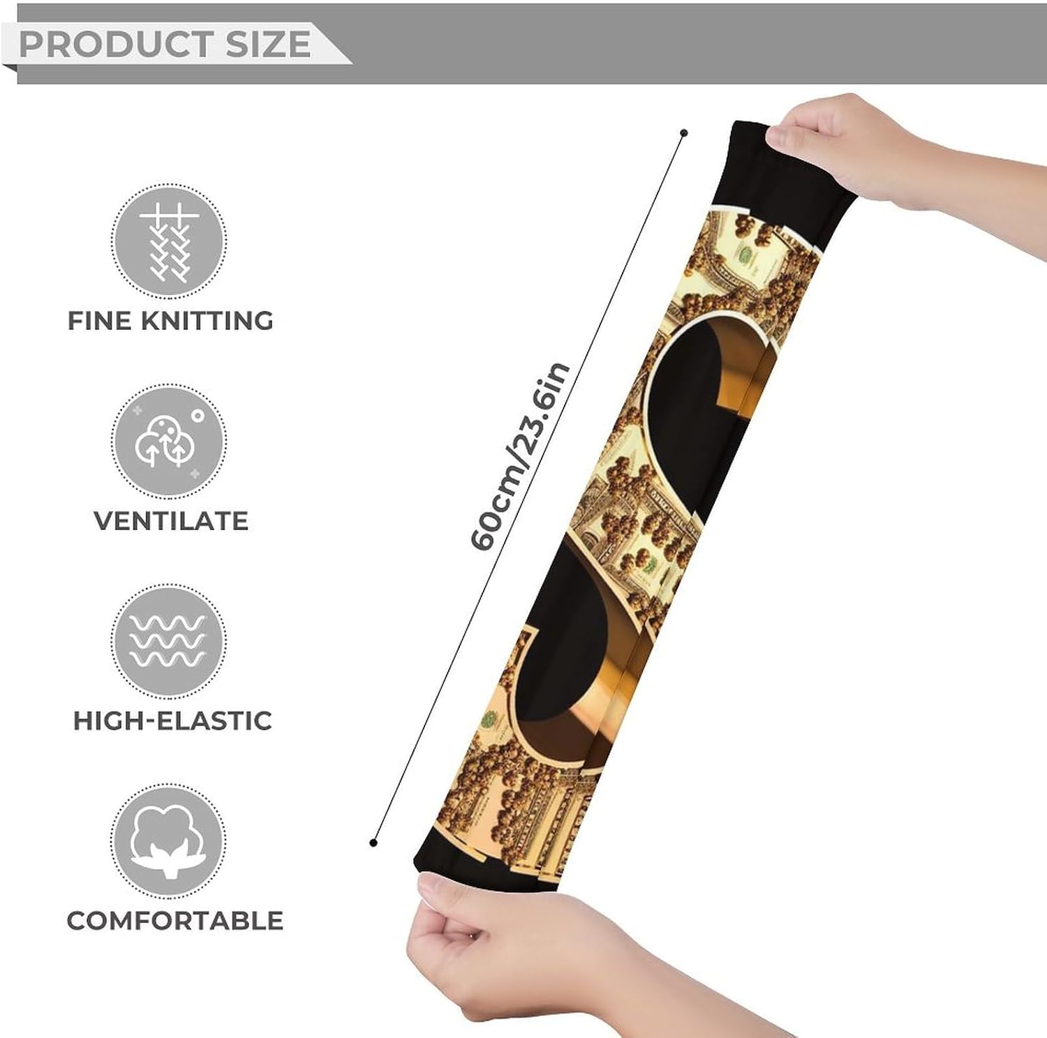 Gold Dollar Sign Knee High Stockings for Women 23.6" Breathable Thigh High Stockings Over The Knee Socks