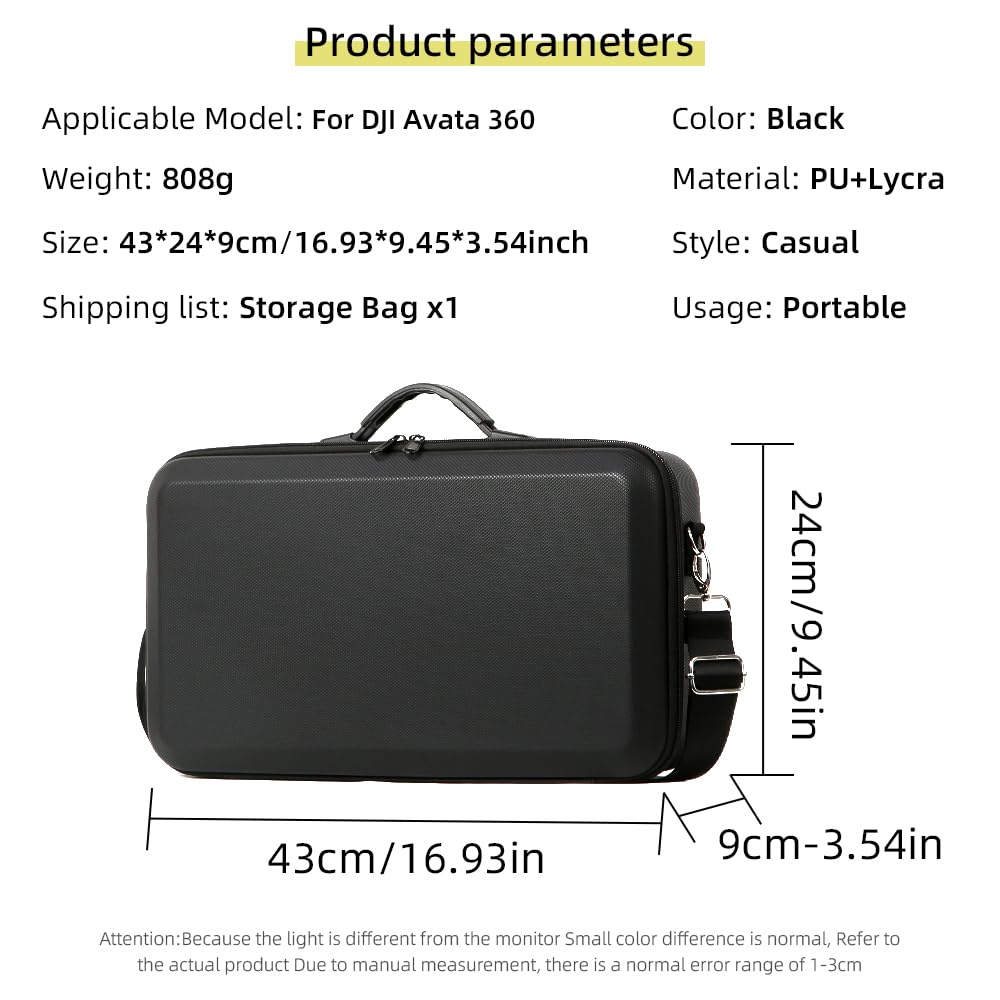 Futerał do DJI Avata 360, wodoodporna torba do przechowywania PU przenośny organizer podróżny pokrowiec ochronny z paskiem na ramię do Avata 360 Drone, pilota zdalnego sterowania RC 2 i jednej