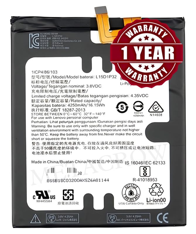 Image of Original L15D1P32 Battery Compatible with Lenovo Phab (PB1-750M, PB1-750P) | Tab3 8 Plus (TB-8703F, TB-8703X) - (4250mAh) - 1 Year Warranty BC45