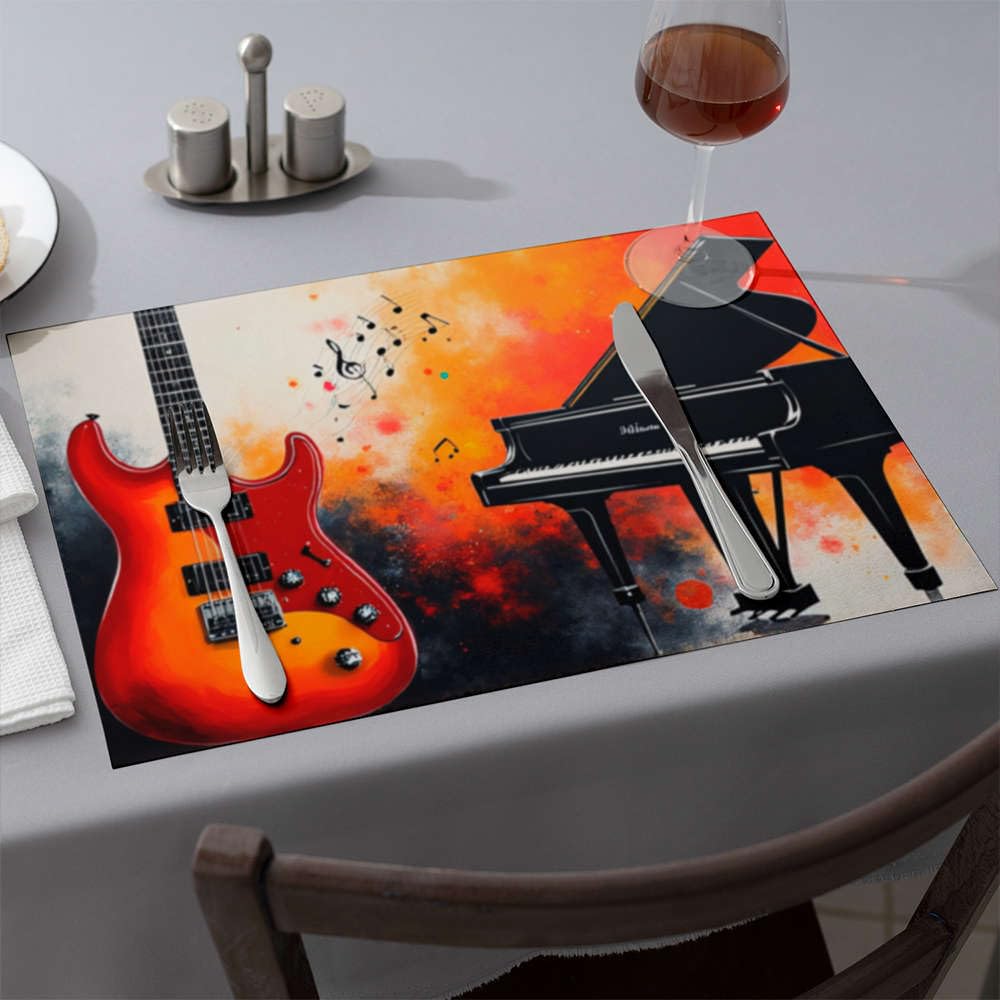 Set de table silicone guitare et piano anti-tache et anti-rayure pour comptoir de cuisine