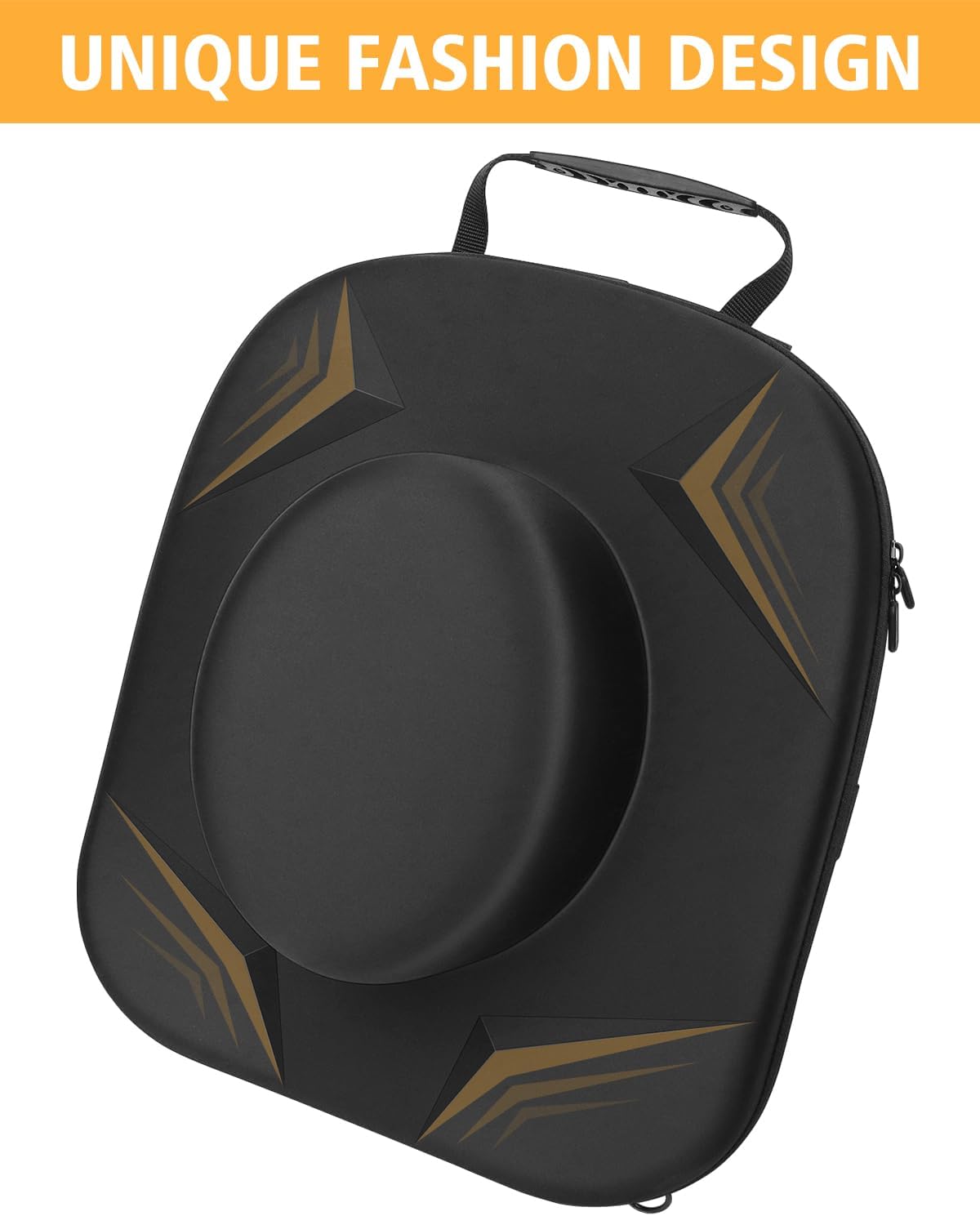 Cowboy Hat Box - Crush Proof Travel Carrier Case - Storage for Cowboy, Panama, Tweed & Fedora Hats - Equipped with Carrying Handle, Shoulder & Luggage Straps - Large - Black