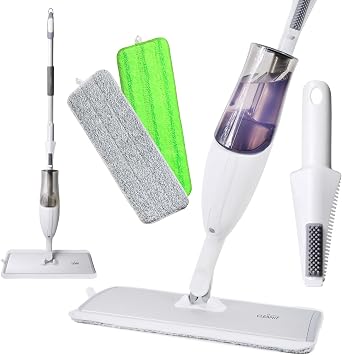 Don Asletts Spray Mop Plus+ for Floor Cleaning| 360 Rotatable Head | Reusable Microfiber Pad | Rubber Scraper | Refillable Bottle | Suitable for All Floor Types Including Laminate, Hardwood, Tile
