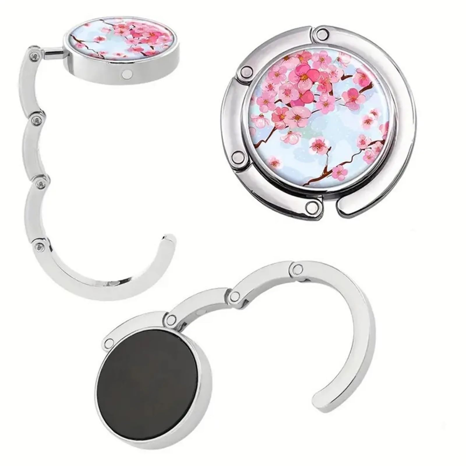 GHHZML Handbag Hooks for Tables Multi Pattern Zinc Alloy Handbag Hanger Folding Hook Holder Portable Ring Rack Office Table Edge Bag Hooks Travel(Color2)