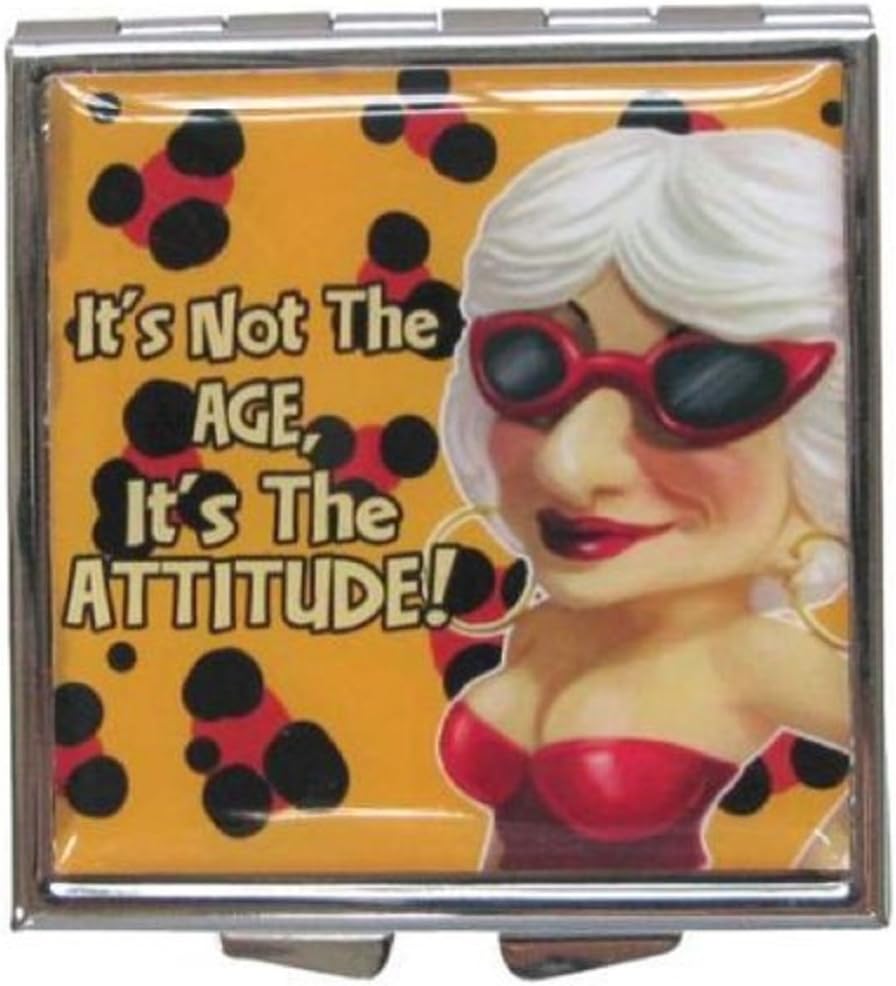 3 Square Inch It's Not the Age It's the Attitude! Biddy Pill Box