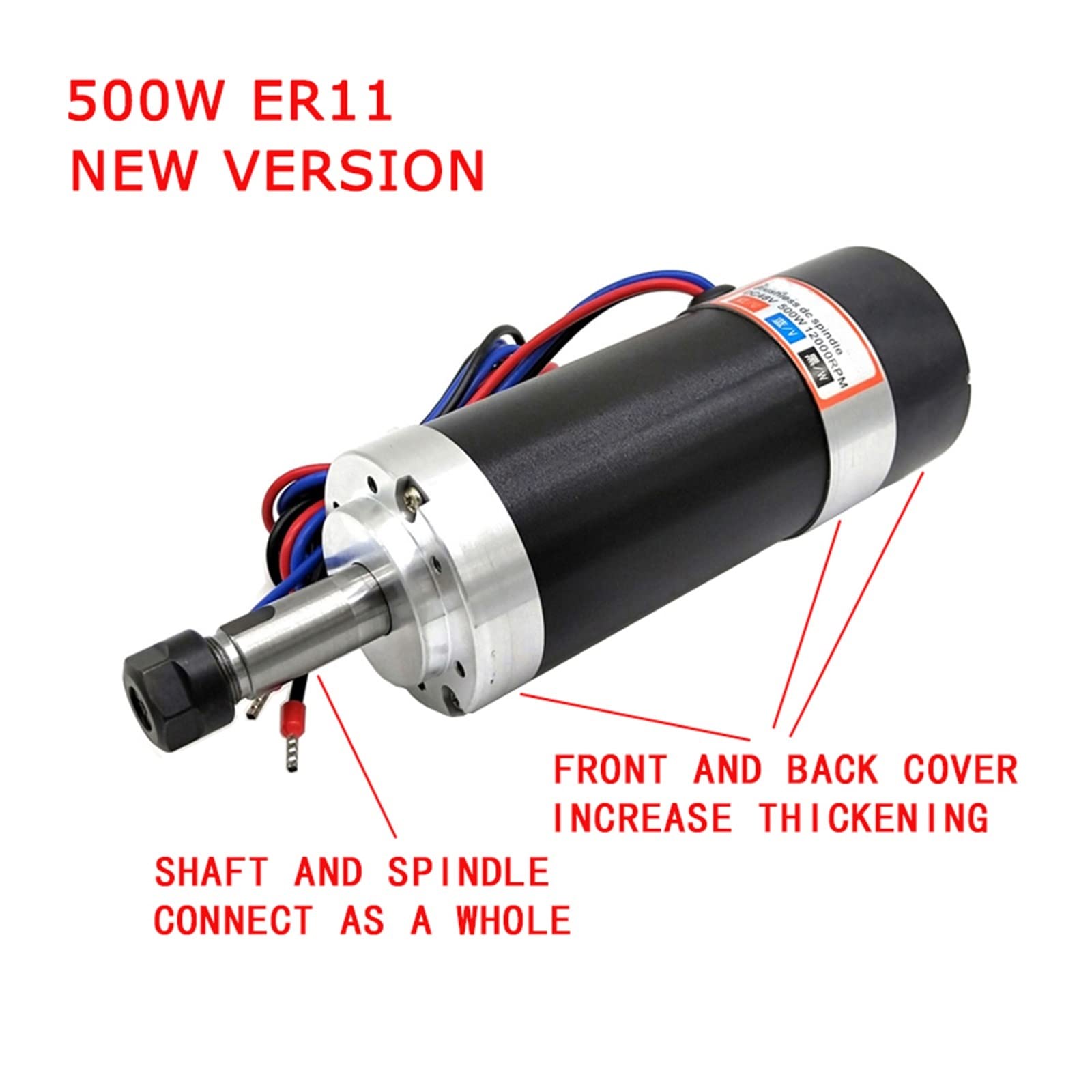 Mandrino Driver motore passo-passo 110/220 V CC 48 12 A Alimentazione 55 mm Morsetto 500 W ER11/ER16 DC Motore mandrino con raffreddamento ad aria senza spazzole(500W ER16 Kit)