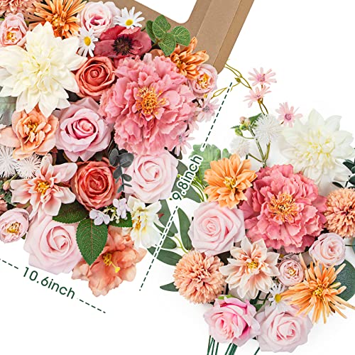 Artificial Flowers For Decoration Combo Box Set Fake Flowers Leaves With Stems Floral Arrangements For Diy Wedding Bouquets Centerpieces Bridal Baby Shower Party Home Decor, Pink #TOP1