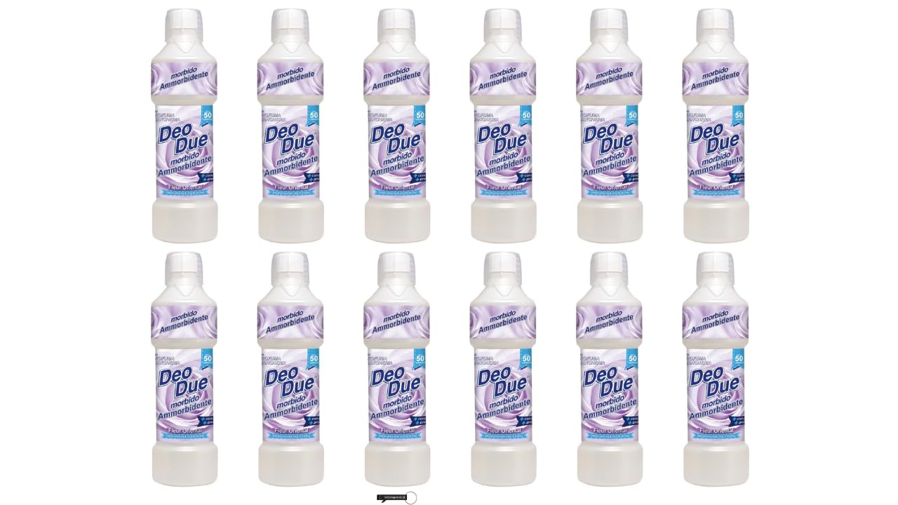 Deo Due Ammorbidente Concentrato Fleur Oriental, ammorbidente concentrato, ideale per tutti i vestiti, 50 lavaggi da 1 l, + portachiavi Italy Shop Service in omaggio, 12 pezzi