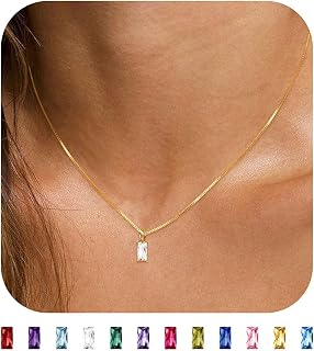 JSJOY S925 Sterling Silver Emerald Green Birthstone Necklace for Women - Dainty Gold Plated CZ Diamond Pendant, April Birthday Mother's Day Gift for Teens