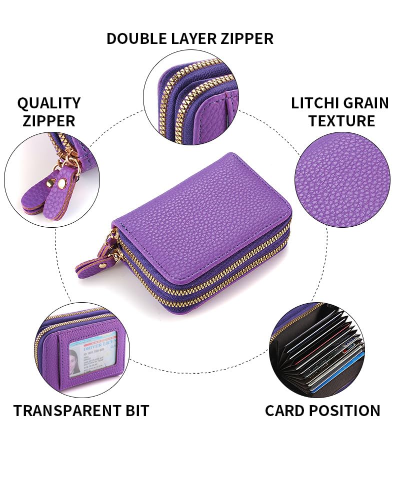 Small Wallet for Women, Slim RFID Blocking Credit Card Holder with ID Window, Compact Purses for Women(Purple)3