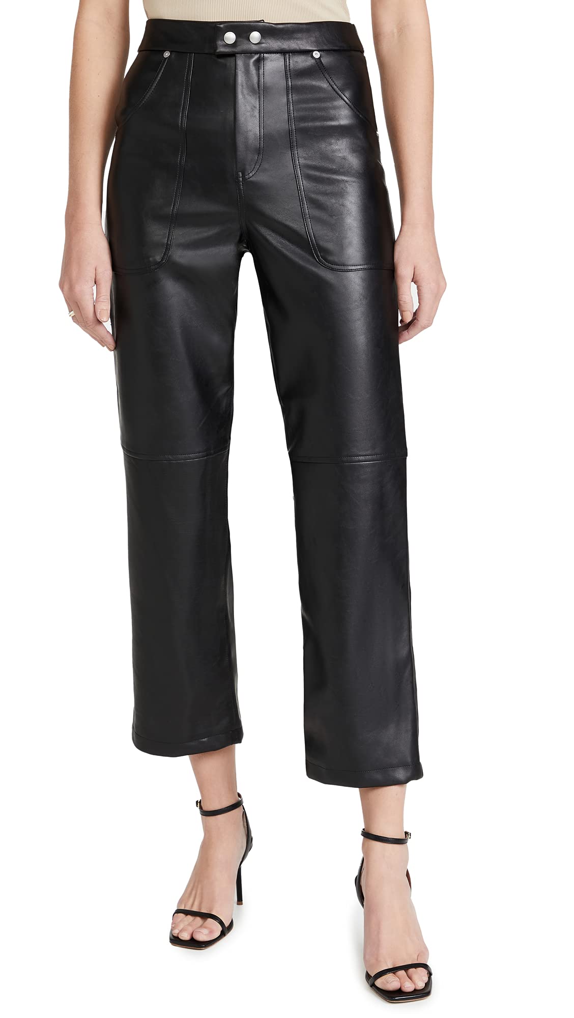 BLANKNYC Womens Luxury Clothing Ribcage Straight Leg Vegan Leather Pants The Baxter Pants