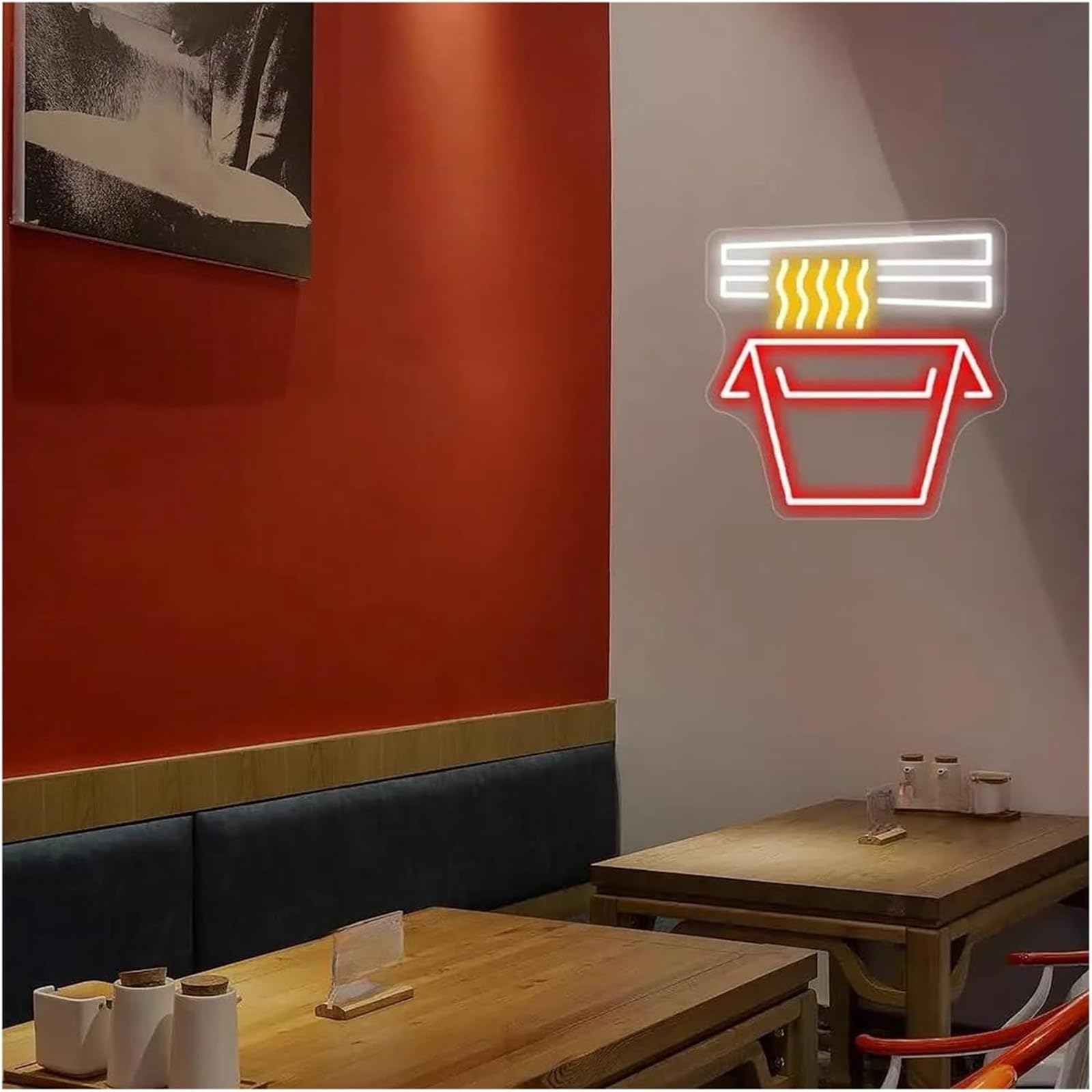 Per insegne al neon alimentate a ramen, luminose di noodle per la cucina del ristorante