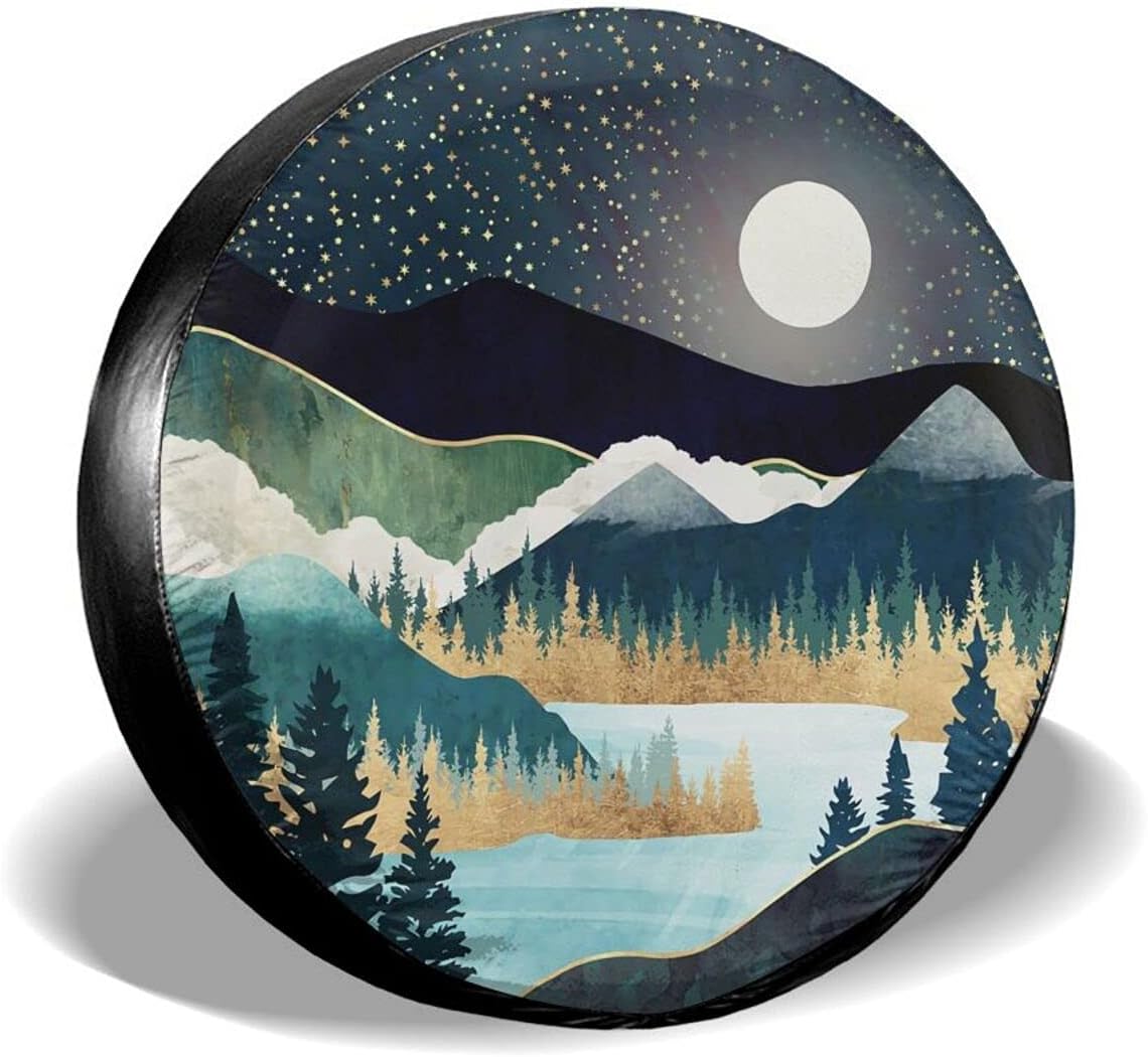 cozipink Abstract Mountains Deer Lake Landscape Spare Tire Cover Wheel Protectors Weatherproof Wheel Covers Universal Fit for Trailer Rv SUV Truck Camper Travel Trailers Accessories 14in : Automotive