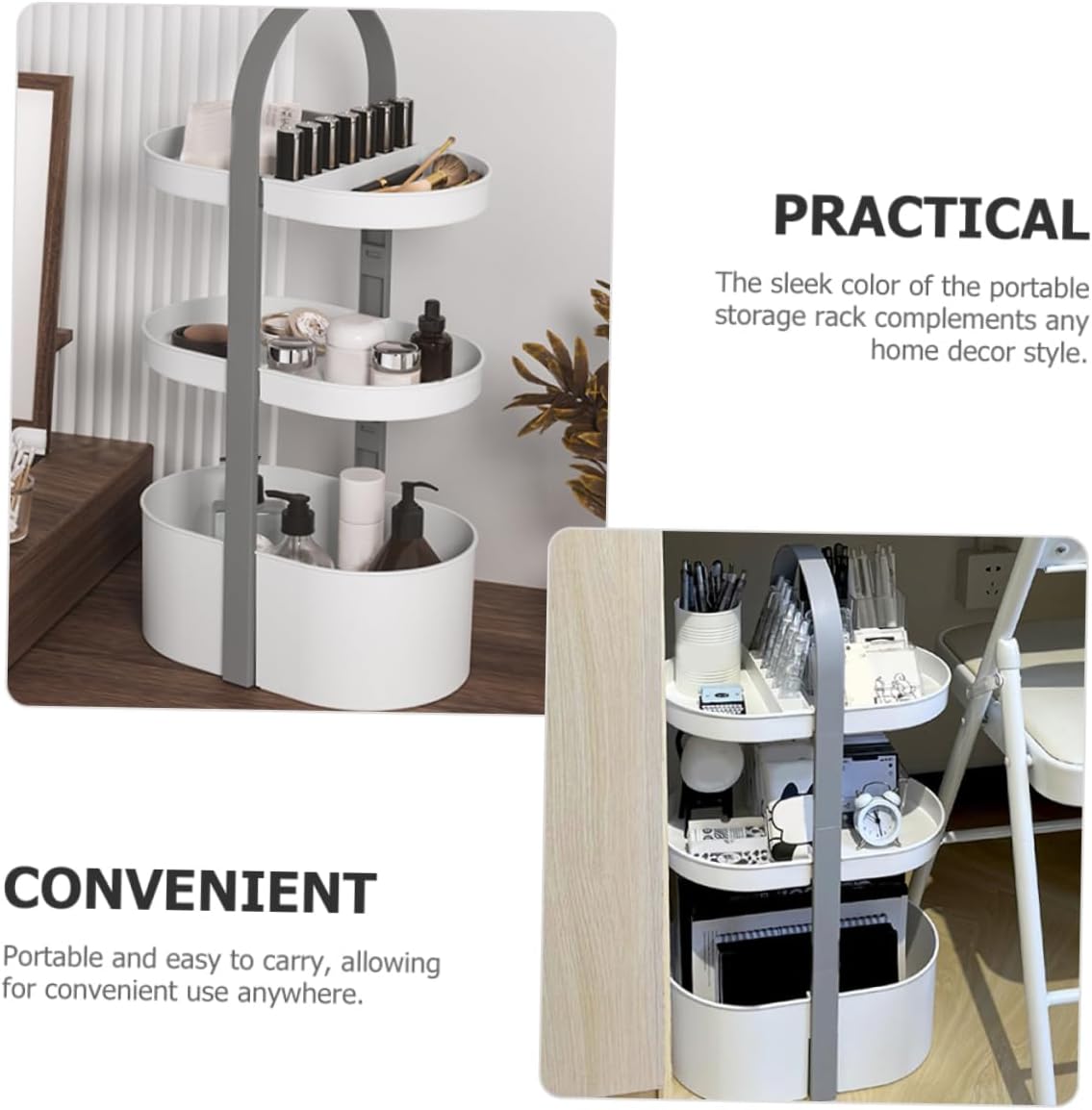 Ciieeo Portable Storage Rack Makeup Organizer Handled Storage Rack Tabletop Shelf Corner Shelf Bathroom Tray Accessories Organizer