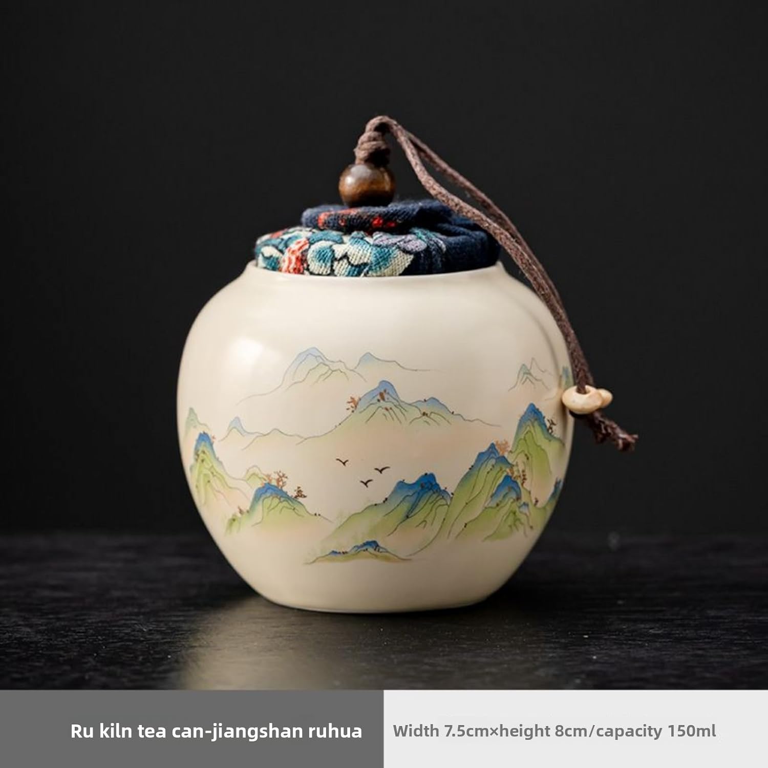 Ru Kiln Ceramics Tea Canister, 150ml 5.1oz, Sealed Jar Portable Kung Fu Tea Set Accessories