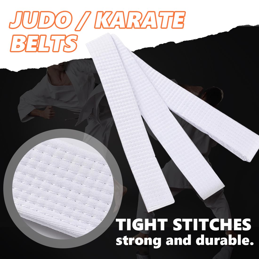 Ceintures de sports de combat Ceinture de judo 180 cm, ceinture de taekwondo, ceinture d'arts martiaux, ceinture de karaté en tissu extra épais pour enfants