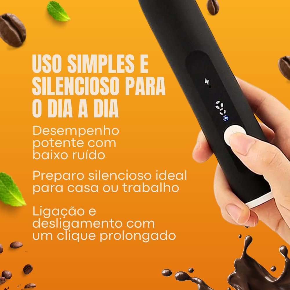 Mini Mixer Portátil USB Recarregável – Espumador de Leite, Café, Batedor de Ovos, Whey e Bebidas, 3 Velocidades