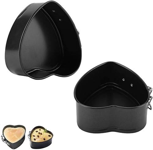 Molde para tartas de molde desmontable con forma de corazón, molde de acero al carbono, mini moldes para hornear con base extraíble, sartén