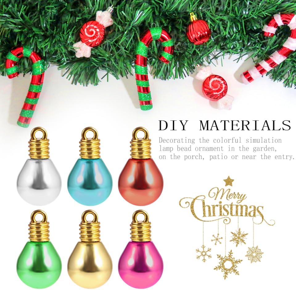 Tofficu Round Bulb Beads DIY Accessories 100Pcs Large Hole Plastic Beads for Christmas Crafting Jewelry Making Holiday Decoration 0.94 Inch