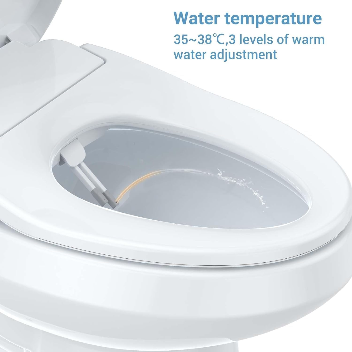 Electric Bidet Toilet Seat, Elongated Smart Toilet Seat with Heated Seat & Warm Water, Bidet Toilet Attachment with Self-Cleaning Nozzles, Slow Close Lid, Night Light, Easy Installation